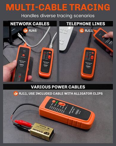Network Cable Tester, YOWEXA Digital Signal Wire Tracer, RJ45 RJ11, for CAT5/6/POE/STP, Supports Continuity Test & Wire Mapping, for Ethernet, Telephone Line, Electrical Cable Sorting & Maintenance in Kuwait