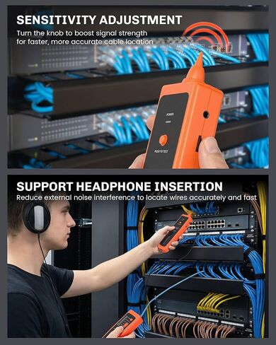 Network Cable Tester, YOWEXA Digital Signal Wire Tracer, RJ45 RJ11, for CAT5/6/POE/STP, Supports Continuity Test & Wire Mapping, for Ethernet, Telephone Line, Electrical Cable Sorting & Maintenance in Kuwait