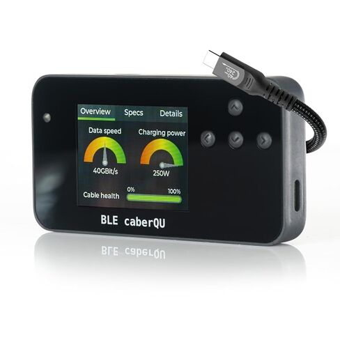 BLE caberQU Digital USB-C Cable Tester, USB PD 3.0/3.1/3.2 eMarker readout, 25 pin Continuity pinout, USB2/3/4, Cable Resistance, iOS&Android app (BLE caberQU Expert kit) in Kuwait