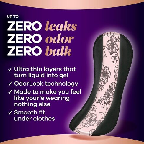 Always Discreet Boutique Adult Incontinence Bladder Leak Panty Liners for Women, Very Light Absorbency, Long Length, Up to 100% Bladder Leak Protection, 32 Count in Kuwait