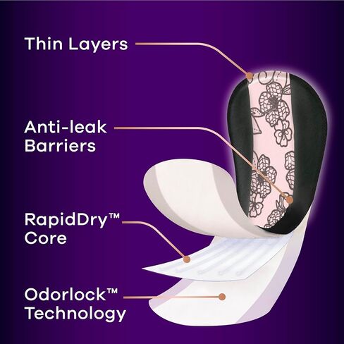 Always Discreet Boutique Adult Incontinence Bladder Leak Panty Liners for Women, Very Light Absorbency, Long Length, Up to 100% Bladder Leak Protection, 32 Count in Kuwait