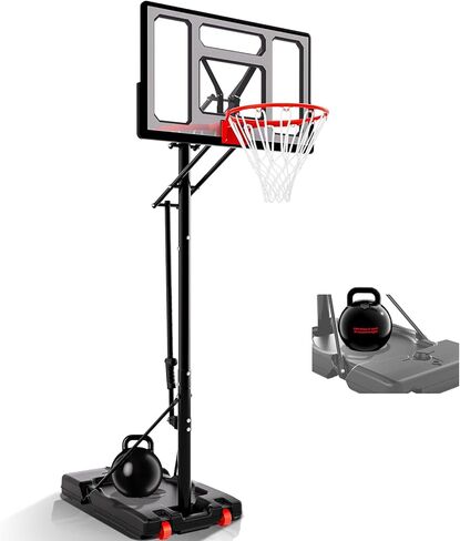 Basketball Hoop Outdoor Protable 40/44/48 Inch Impact Backboard, 4.8-10FT Height Adjustable Basketball Hoop Goal System with Wheels for Adults in Kuwait