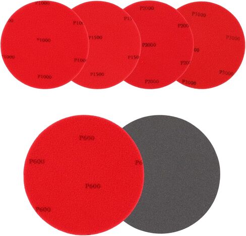 6pcs Bowling Ball Sanding Pads, 600/1000/1500/2000/3000/5000 Grits Polishing Kit Cleaning Shammy Pad Bowling Accessories for Sports Ball Resurfacing Polishing in Kuwait