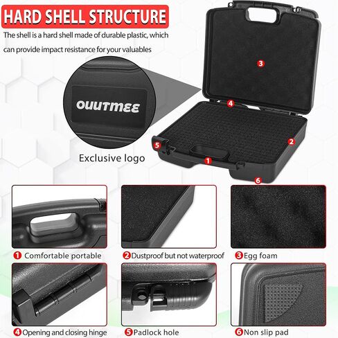 Portable Hard Case 12.2" x 9.85" x 3.77" with Customizable Diced Foam,Protects for Equipments, Electronics, Tools, Microphones, Recorder and More in Kuwait