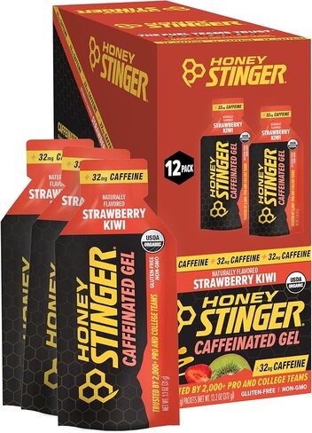 Honey Stinger Organic Salted Caramel Energy Gel, Caffeinated & Gluten Free, for Exercise, Running and Performance, Sports Nutrition for Home & Gym, Pre and Mid Workout, 12 Pack, 13.2 Ounce in Saudi Arabia