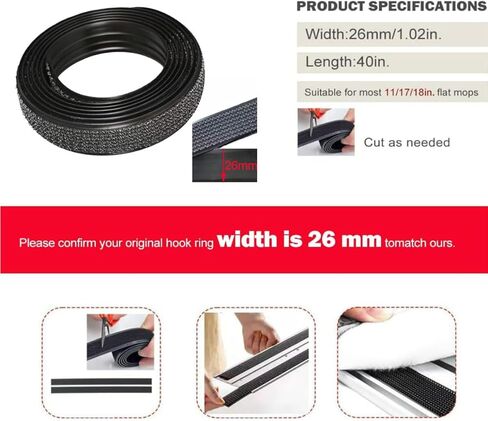 Hook and Loop Accessories Strip Flat Floor Cleaning Mop Part Replacement for 11 18 24 36in Commercial Mops Compatible with Bona Microfiber Mop and for Microfiber Flat Mops in Saudi Arabia