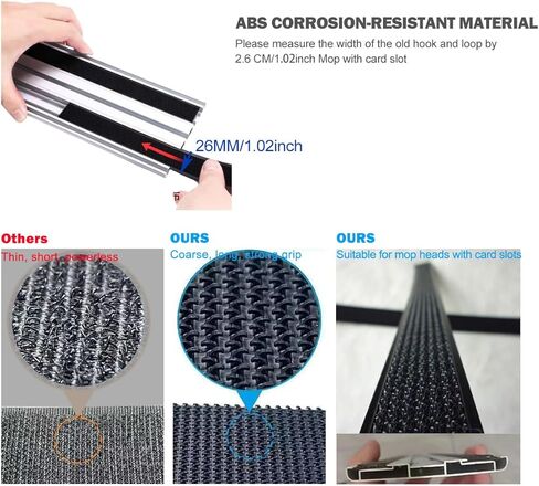 Hook and Loop Accessories Strip Flat Floor Cleaning Mop Part Replacement for 11 18 24 36in Commercial Mops Compatible with Bona Microfiber Mop and for Microfiber Flat Mops in Saudi Arabia