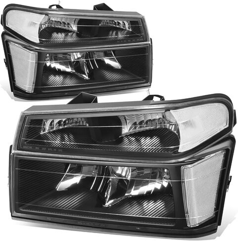 Auto Dynasty 4Pcs Headlights Assembly and Bumper Lamps Compatible with Chevy Colorado GMC Canyon 2004-2012 Isuzu i-290 i-370 2007-2008 i-280 i-350 2006, Driver and Passenger Side, Black Housing in Kuwait