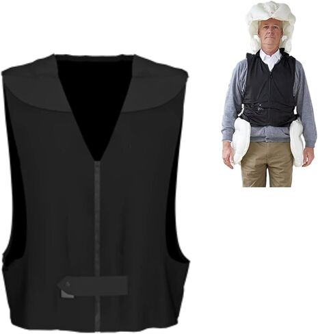 Anti-Fall Airbag Suit Intelligent Vest with Metal Bottle 0.08s Pop Up Head Protection Effectively Aid for Elderly 1pcs yjt0rf-11223(Black,X-L) in Saudi Arabia
