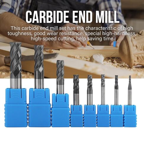8PCS End Mill Set, 2-12mm Milling Cutter Carbide Cnc Milling Cutter Drill Bits Tungsten Steel End Mills Tool for Use in Saudi Arabia
