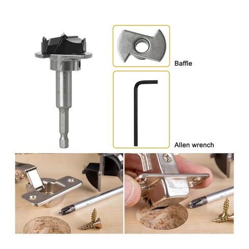 1pcHexagonal Shank 35mm Adjustable Carbide Drill Bits Hinge Hole Opener Boring Bit Tipped Drilling Tool Woodworking Cutter in Saudi Arabia