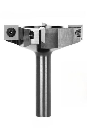 لقمة توجيه سطحية من Spoilboard 1/2 بوصة 12.7 مم ساق 63 مم قطر 4 أجنحة كربيد إدراج لقمة توجيه CNC لوح خشبي مسطح MDF أداة تشذيب الشق (اللون: أسود in Kuwait