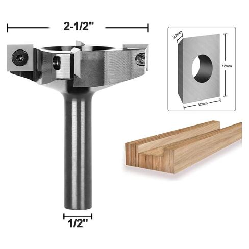 لقمة توجيه سطحية من Spoilboard 1/2 بوصة 12.7 مم ساق 63 مم قطر 4 أجنحة كربيد إدراج لقمة توجيه CNC لوح خشبي مسطح MDF أداة تشذيب الشق (اللون: أسود in Kuwait