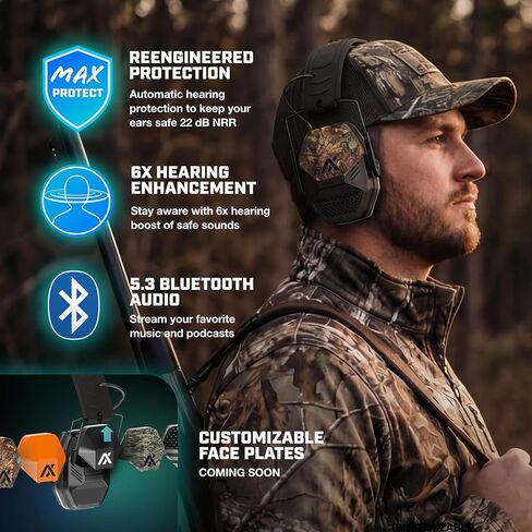 أغطية أذن بلوتوث AXIL MX II PRO للعمل والصيد والرماية - أغطية أذن لتقليل الضوضاء مع تضخيم الصوت وضغط الصدمات، وأدوات التحكم في الصنبور - سماعات رأس بلوتوث لحماية السمع in Kuwait