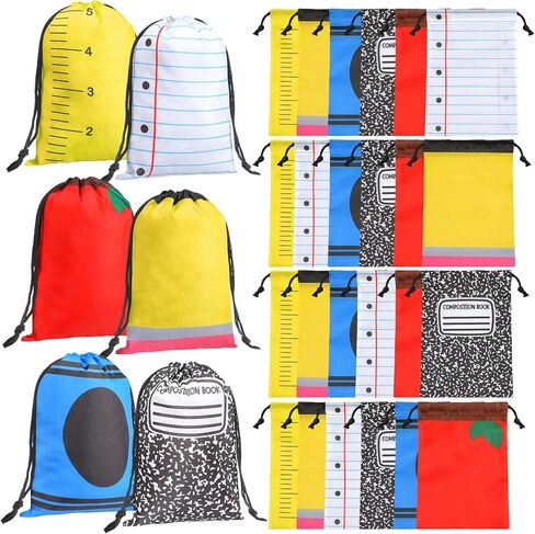 Sweetude 24 PCS أكياس تلوين تلوين 10 × 7 بوصات التخرج ما قبل المدرسة ، زخرفة هدية 6 ألوان قوس قزح القابل لإعادة الاستخدام. in Kuwait