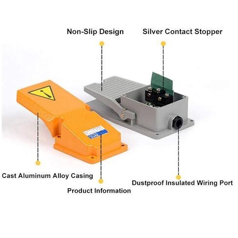 10A AC380V DC220V Foot Switch, Aluminum Shell Jog Pedal Power Controller, Momentary On/Off Foot Control Switch for Machine Tools, Industrial Equipment (4.1 x 7.8 x 3.8in / 104 x 198 x 97mm) in Saudi Arabia