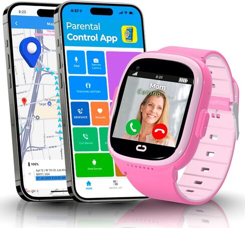 Kids Smartwatch with SIM Card - Ages 4-12 Years for Boys & Girls - GPS Tracking Locator SOS Alarm Remote Monitoring 2-Way Face to Face Call Voice & Video Camera Worldwide Coverage - Red in Saudi Arabia
