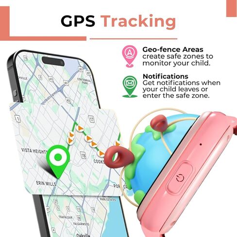 Kids Smartwatch with SIM Card - Ages 4-12 Years for Boys & Girls - GPS Tracking Locator SOS Alarm Remote Monitoring 2-Way Face to Face Call Voice & Video Camera Worldwide Coverage - Red in Saudi Arabia