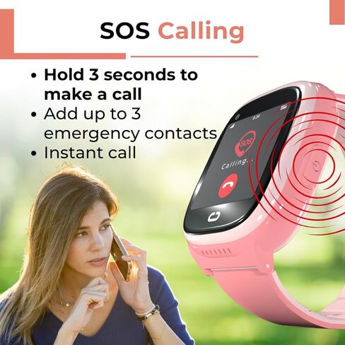 Kids Smartwatch with SIM Card - Ages 4-12 Years for Boys & Girls - GPS Tracking Locator SOS Alarm Remote Monitoring 2-Way Face to Face Call Voice & Video Camera Worldwide Coverage - Red in Saudi Arabia