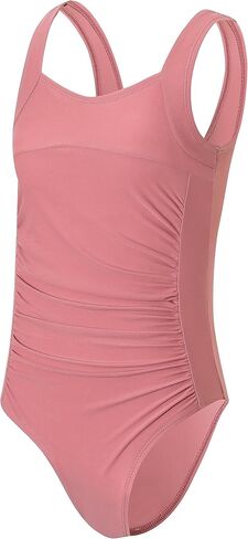 Girls One Piece Swimsuit Solid Ruched Square Neck Girls' Swimwear Beach Pool Bathing Suit Removable Chest Pad 6-16Y in Saudi Arabia