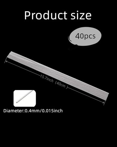 40PCS Stainless Steel Spring Wire – 15.7" (40cm) Long, 0.4mm Diameter, Straight Hard Wire for DIY Crafts, Jewelry Making, Model Building and Repair Projects in Saudi Arabia