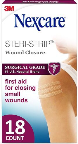 Nexcare Steri-Strip Wound Closure Strips, 3 Pack (90 Count), 1/4 in x 4 in (6 mm x 100 mm), Breathable Hypoallergenic Skin Closures, Latex-Free, First Aid Wound Support After Sutures or Staples in Kuwait