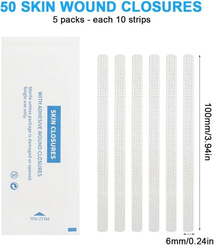 شرائط خياطة لإغلاق الجروح الجلدية، 50 شريط غرز سريعة معقمة للجروح والشقوق السطحية in Kuwait
