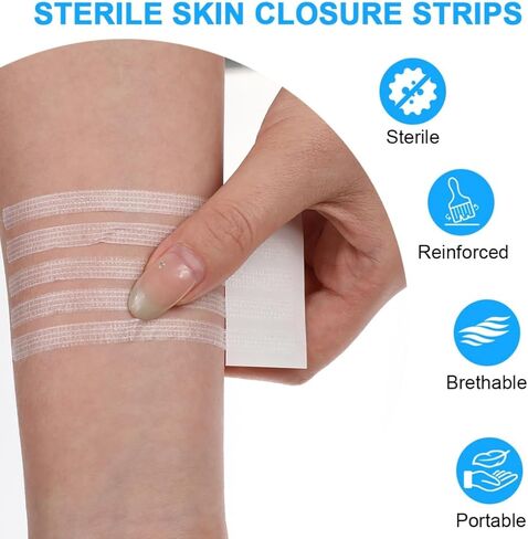 شرائط خياطة لإغلاق الجروح الجلدية، 50 شريط غرز سريعة معقمة للجروح والشقوق السطحية in Kuwait