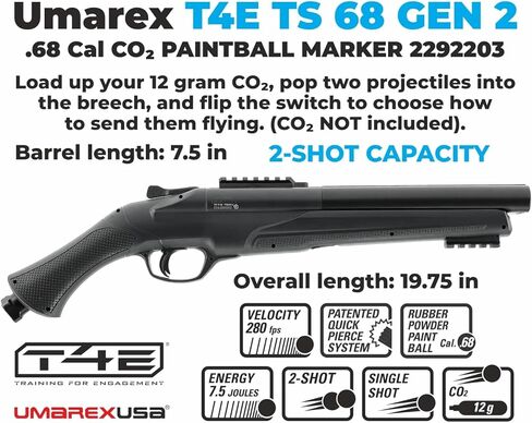 قلم تحديد كرات الطلاء Umarex T4E TS 68 GEN 2.68 Cal CO2 (2292203) in Saudi Arabia