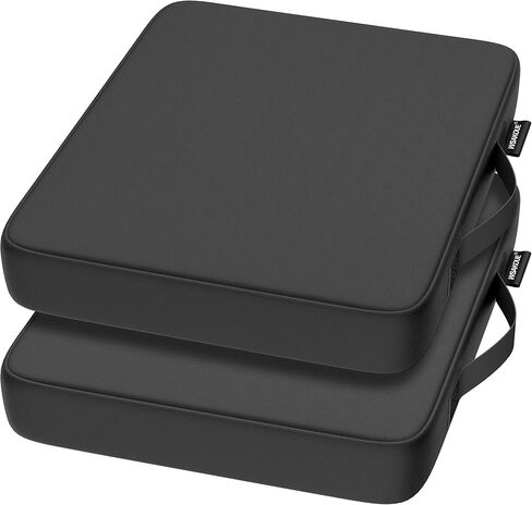 وسائد مقعد الاستاد - وسائد تبييض محمولة، سميكة للغاية 2.56 بوصة، نسيج أكسفورد مقاوم للماء، وسادات مقاعد استاد خفيفة الوزن للمناسبات الرياضية، المكتب، التخييم، مقعد خارجي - عبوتان (أسود) in Kuwait