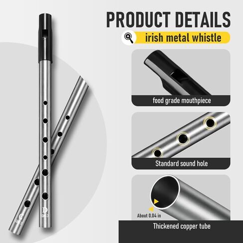 Irish Tin Whistle Key of D,Silver Sound Penny Whistle (1 Pack) in Saudi Arabia