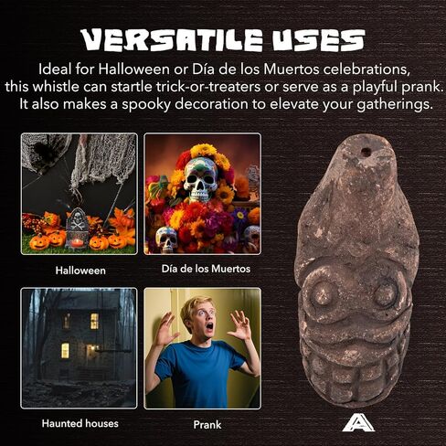 صافرة الموت الأزتيكية، أعلى صوت بشري أصلي يصرخ 125+ ديسيبل - سهل النفخ للهالوين وهواة الجمع (لون تيراكوتا) in Kuwait