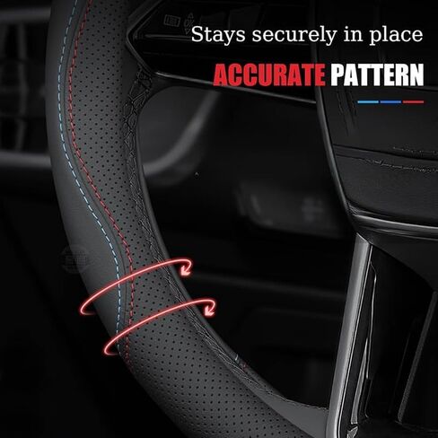 for Peugeot 207 2006-2026 Car Steering Wheel Cover Anti-Slip Breathable Car Steering Wheel Protector Car Accessories Interior,O-Type-White-Black Brown in Saudi Arabia