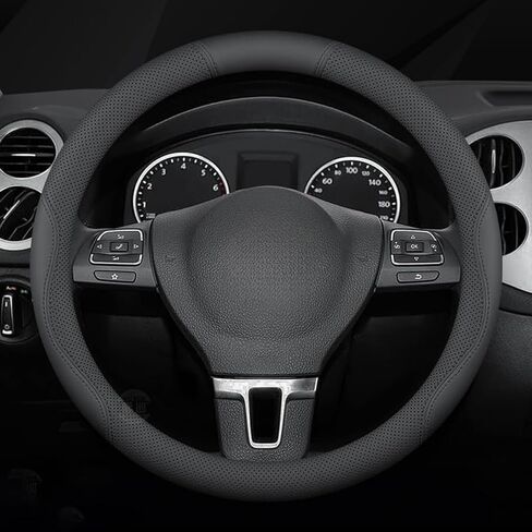 for Volvo VNL VNR FM FH 2017-2026 Car Steering Wheel Cover Anti-Slip Breathable Car Steering Wheel Protector Car Accessories Interior,D-Type-Black in Kuwait