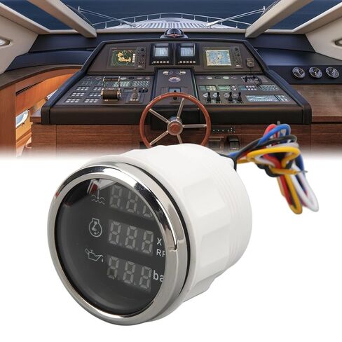 مقياس ضغط زيت سرعة درجة حرارة الماء ، 3 في 1 متر شاشة رقمية DC 9-32V لسفينة قارب الصيد اليخت RV ، ABS ، الفولاذ المقاوم للصدأ ، متر دائري 52 مم (ميدرق فضي للطلات السوداء) in Saudi Arabia