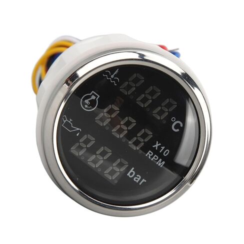 مقياس ضغط زيت سرعة درجة حرارة الماء ، 3 في 1 متر شاشة رقمية DC 9-32V لسفينة قارب الصيد اليخت RV ، ABS ، الفولاذ المقاوم للصدأ ، متر دائري 52 مم (ميدرق فضي للطلات السوداء) in Saudi Arabia