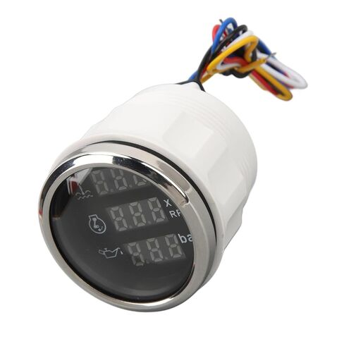 مقياس ضغط زيت سرعة درجة حرارة الماء ، 3 في 1 متر شاشة رقمية DC 9-32V لسفينة قارب الصيد اليخت RV ، ABS ، الفولاذ المقاوم للصدأ ، متر دائري 52 مم (ميدرق فضي للطلات السوداء) in Saudi Arabia