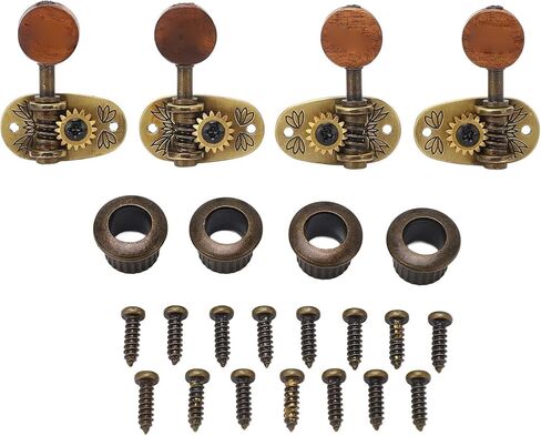 4Pcs Ukulele Tuning Pegs, Acoustic Guitar Pegs 2R 2L Machine Heads, Elegant Rosewood Bronze Zinc Alloy Ukulele Tuners with Sleeves and Screws for 4 String Instruments in Saudi Arabia