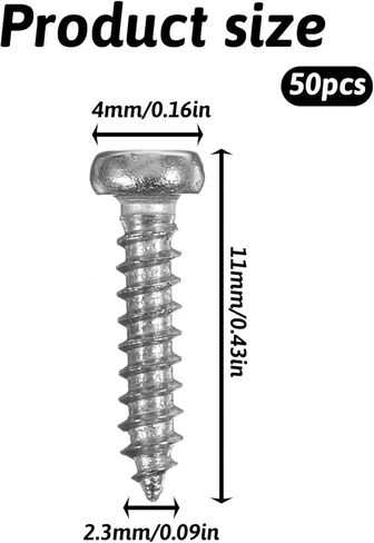 Tuning Key Screws, 50 Pack Tuning Peg, Bass Electric Guitar Tuning Pegs Screws, Guitar Tuner Mounting Screw, Machine Heads for Electric/Acoustic Guitar Bass (Chrome, 2 x 11mm) in Saudi Arabia