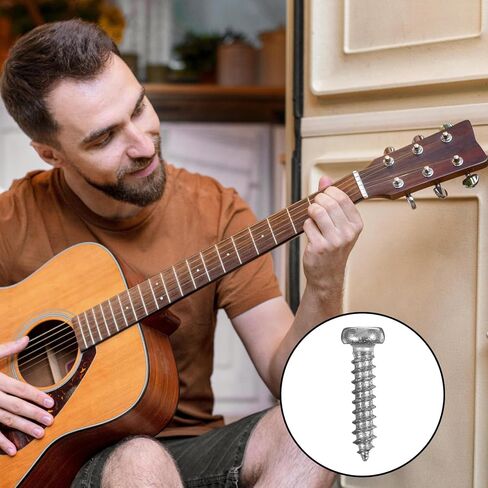 Tuning Key Screws, 50 Pack Tuning Peg, Bass Electric Guitar Tuning Pegs Screws, Guitar Tuner Mounting Screw, Machine Heads for Electric/Acoustic Guitar Bass (Chrome, 2 x 11mm) in Saudi Arabia