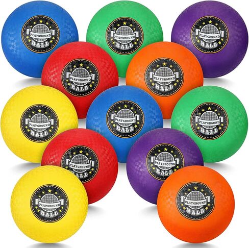 Jerify 12 Pack 8.5 Inch Playground Balls Rubber Sport Kickballs Bulk 6 Colors Inflatable Dodgeballs Bouncy Balls for Adults Indoors Outdoors Games Gym Exercise(Bright Colors) in Saudi Arabia
