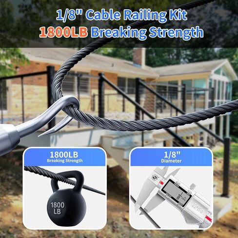 1/8 Stainless Steel Cable - Cable Railing Kit with Stainless Steel Wire and Cable Railing Hardware, Corrosion-Resistant Wire Rope for Marine/Outdoor/Construction Use 400FT in Saudi Arabia