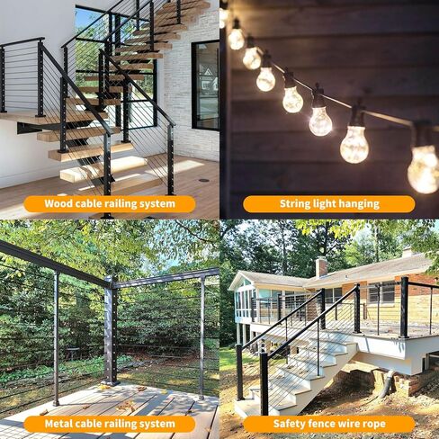 1/8 Stainless Steel Cable - Cable Railing Kit with Stainless Steel Wire and Cable Railing Hardware, Corrosion-Resistant Wire Rope for Marine/Outdoor/Construction Use 400FT in Saudi Arabia