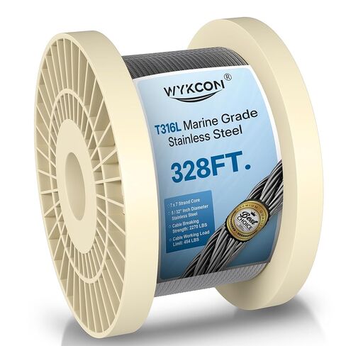 5/32" 316L Marine Grade Stainless Steel Cable Railing Wire Rope - Flexible for Easy Stair, Angle & Deck Curves - Rust-Resistant 7x7, 2270lb Strength - DIY Install in Saudi Arabia