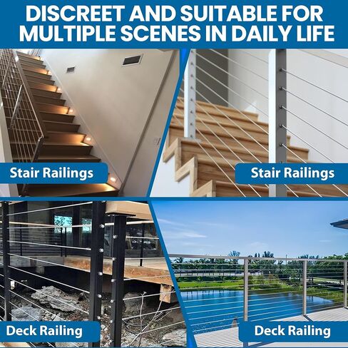 5/32" 316L Marine Grade Stainless Steel Cable Railing Wire Rope - Flexible for Easy Stair, Angle & Deck Curves - Rust-Resistant 7x7, 2270lb Strength - DIY Install in Saudi Arabia