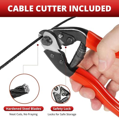 كابل من الفولاذ المقاوم للصدأ باللون الأسود بطول 1000 قدم مقاس 1/8 بوصة، كابل طائرة بحبل سلكي 7 × 7 لطقم نظام درابزين كابل سطح السفينة، يأتي مع قاطع in Kuwait