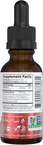 دكتور جرين موم لتعزيز المناعة - مكمل عشبي لدعم المناعة للأطفال الرضع والأطفال الصغار - قطرات سائلة مع إشنسا العضوية، البلسان، استراغالوس وفيتامين ج in Kuwait