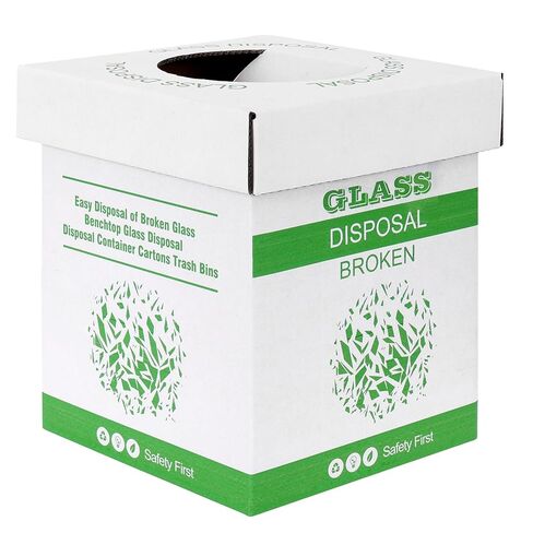 صندوق التخلص من الزجاج المكسور من الورق المقوى - كرتون متين للتخلص من القمامة، نموذج فوق الطاولة 8 بوصة طول × 8 بوصة عرض × 10 بوصة ارتفاع (عبوة من 6 قطع) أزرق in Kuwait
