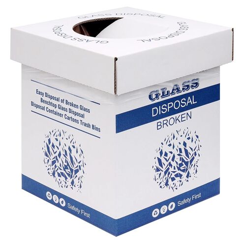 Cardboard Broken Glass Disposal Box - Durable Garbage Disposal Cartons Benchtop Model 8" L x 8" W x 10" H (Pack of 6) Blue in Saudi Arabia