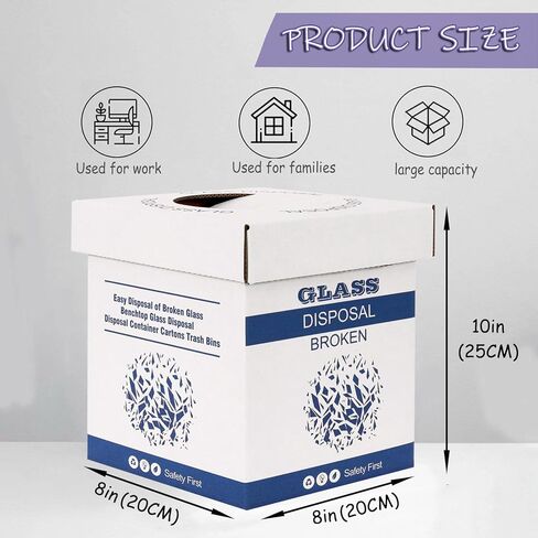 Cardboard Broken Glass Disposal Box - Durable Garbage Disposal Cartons Benchtop Model 8" L x 8" W x 10" H (Pack of 6) Blue in Saudi Arabia